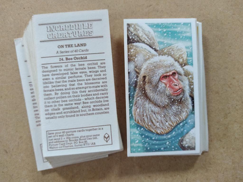 Incredible Creatures complete set 40 tea cards Brooke Bond, Ophalen, Gebruikt
