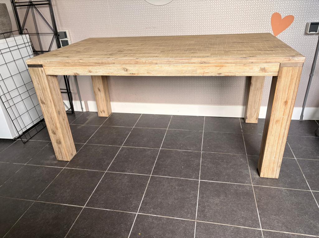 massief acacia houten eettafel 160x90, Huis en Inrichting, Tafels | Eettafels, Ophalen, Zo goed als nieuw