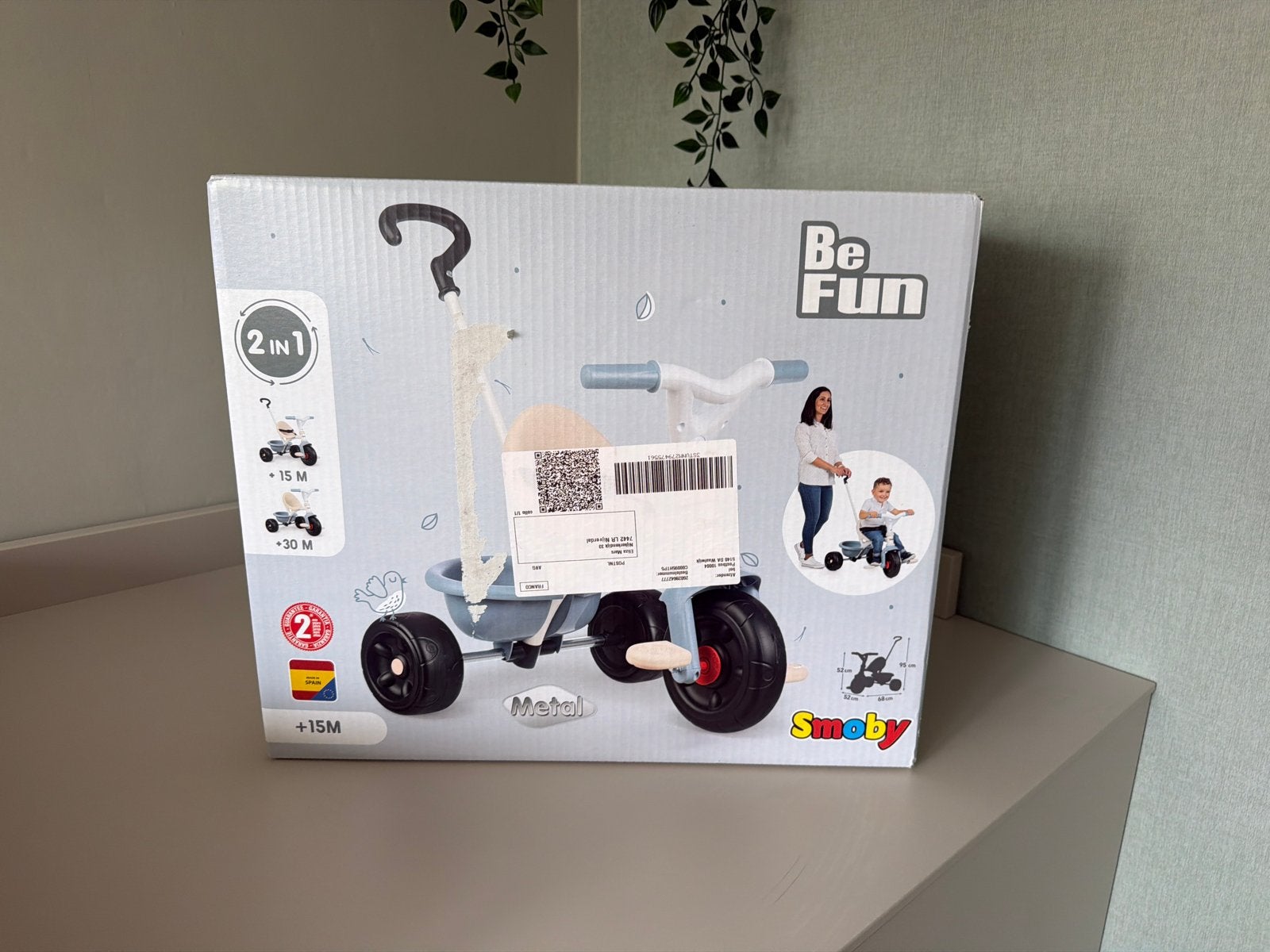 Nieuwe Smoby Be Fun 2-in-1 driewieler - Blauw, Ophalen of Verzenden, Nieuw, Loopfiets