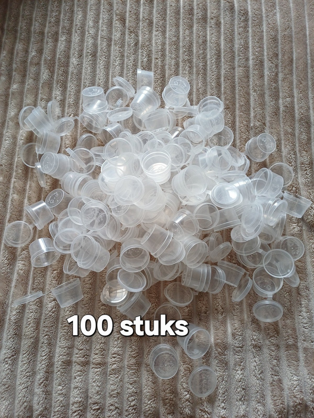 100 stuks cover cupjes, Ophalen of Verzenden, Gebruikt, Kunststof
