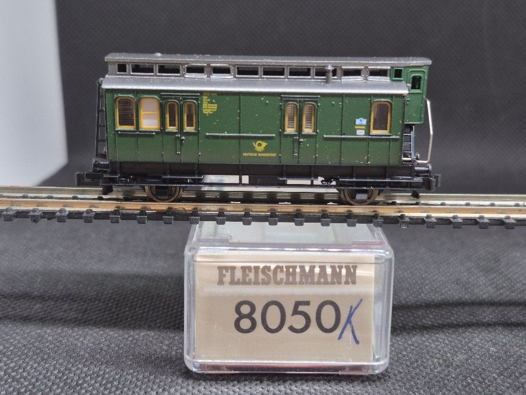 Fleischmann 8050 - DBP baanpostwagen Post-b/8,5 (16890), Gebruikt, Gelijkstroom, Fleischmann, Wagon