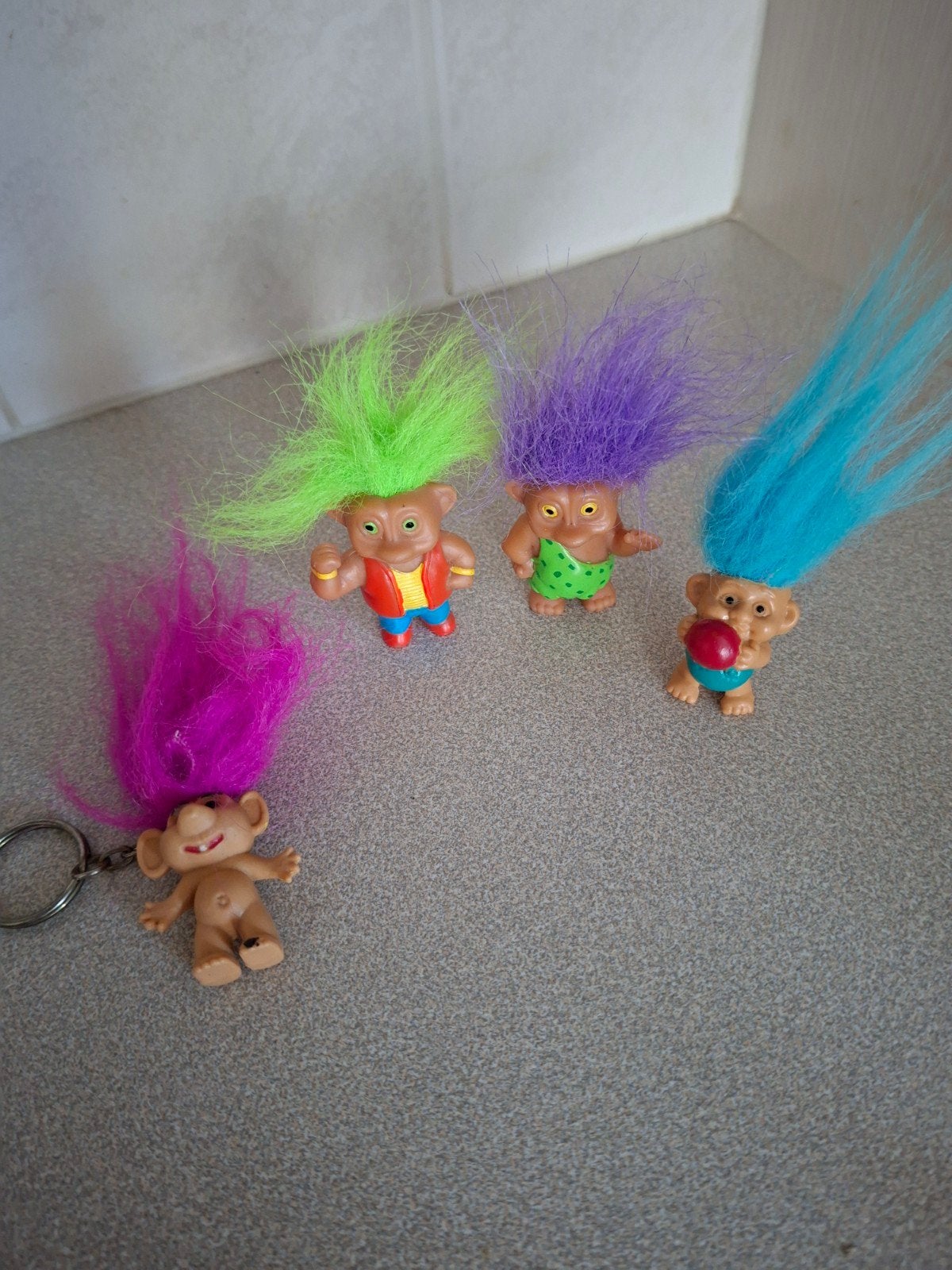 Trollen 4 stuks ( 1 is een sleutelhanger), Ophalen of Verzenden, Gebruikt