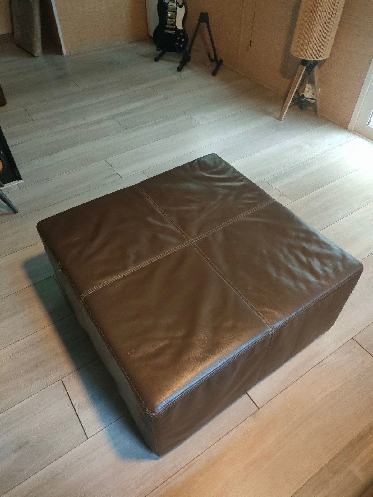 Mooie bruin leren hocker/poef 81/38cm, van Montel, Dieren en Toebehoren, Ophalen, Zo goed als nieuw, Leer
