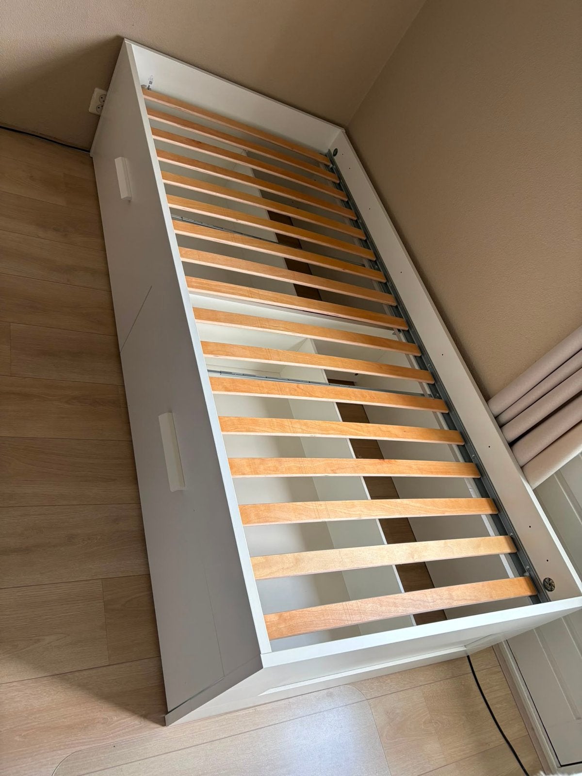 IKEA Brimnes bedframe met lades, Ophalen, 90 cm, Eenpersoons, Wit