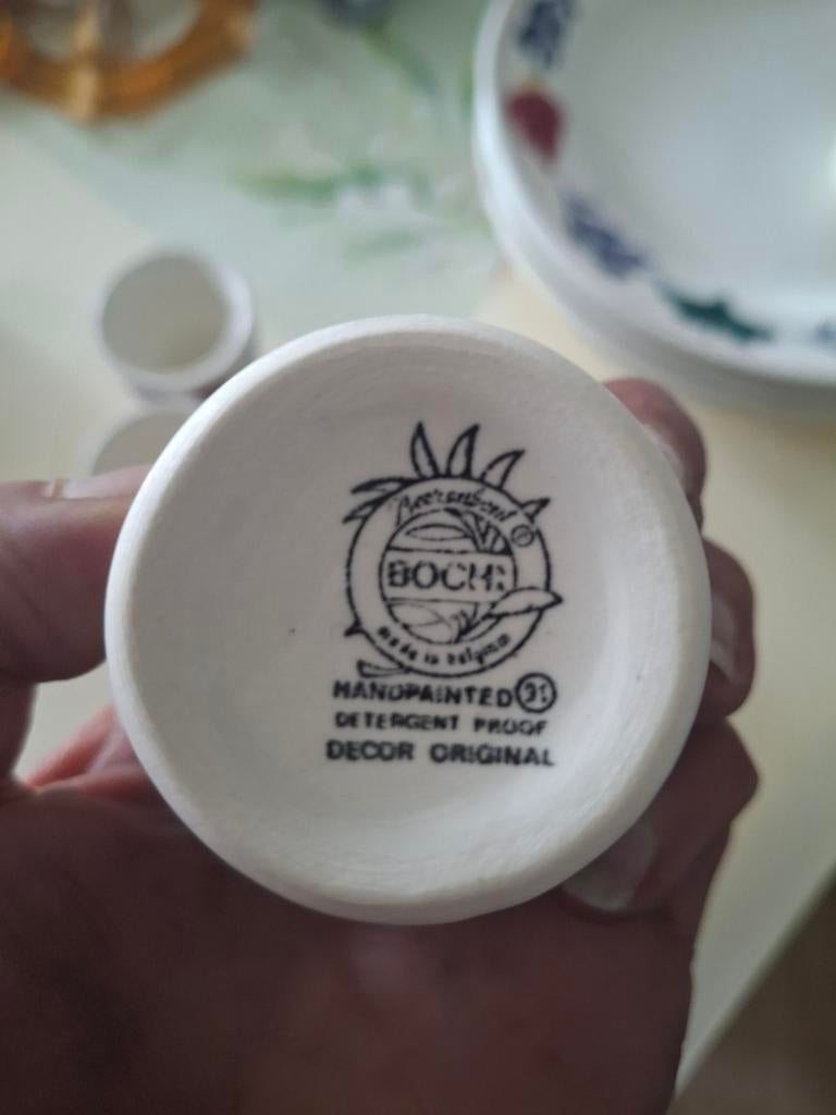 Boeren bont eierdopjes 6x, Antiek en Kunst, Ophalen of Verzenden