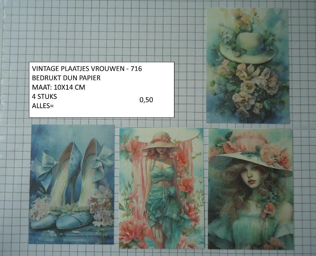 vintage plaatjes vrouwen 716 ( alleen verzenden, Ophalen, Nieuw, Man of Vrouw, Knipvel