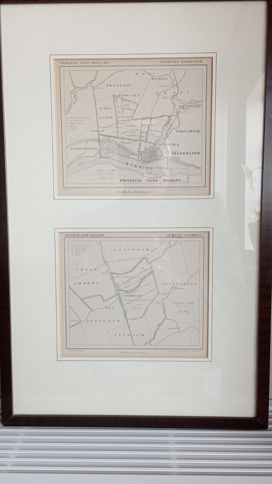 Originele Litho Kaarten Zuid-Holland Abr. Kuyper 1866-1867, Ingelijst, Ophalen of Verzenden, Kaarten en plattegronden, Lithografie