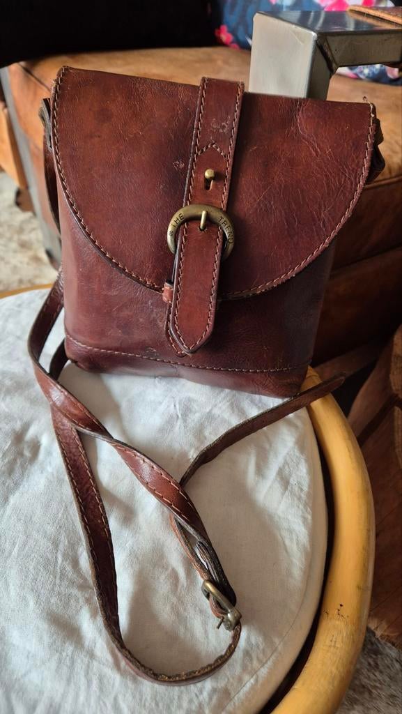 Vintage schoudertas The Trend cognac leer intact, Sieraden, Tassen en Uiterlijk, Tassen | Damestassen, Ophalen of Verzenden, Gebruikt