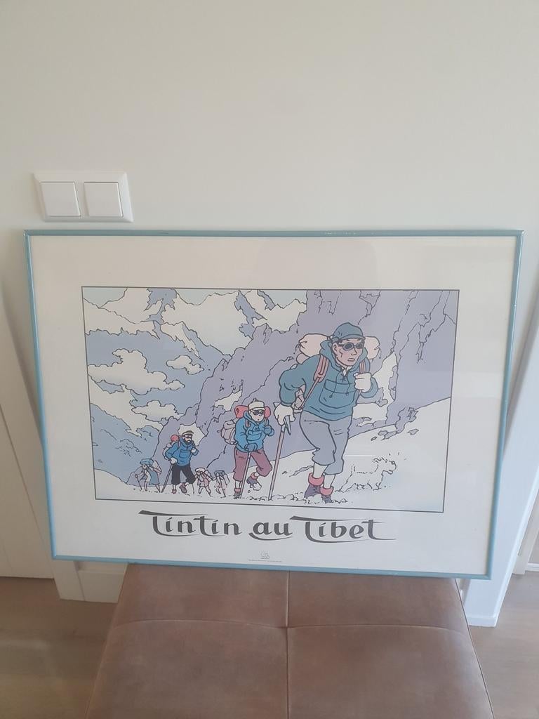 Kuifje "Tintin au Tibet"   ingelijst  Hergé / Moulinsart, Antiek en Kunst, Kunst | Litho's en Zeefdrukken, Ophalen