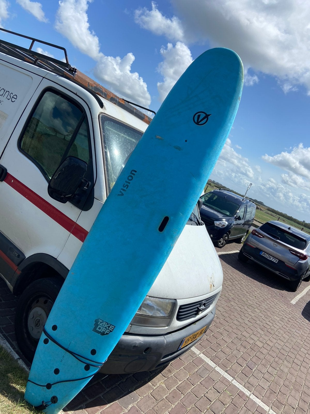 softtop Longboard 9.0 foot merk Vision met leash (beginners), Ophalen, Gebruikt, Longboard, Met koord