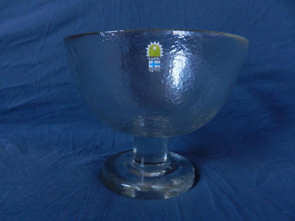 IJsglas tazza kom op voet Taottu Humppila jaren 70 d 20 cm, Antiek en Kunst, Antiek | Glas en Kristal, Ophalen of Verzenden