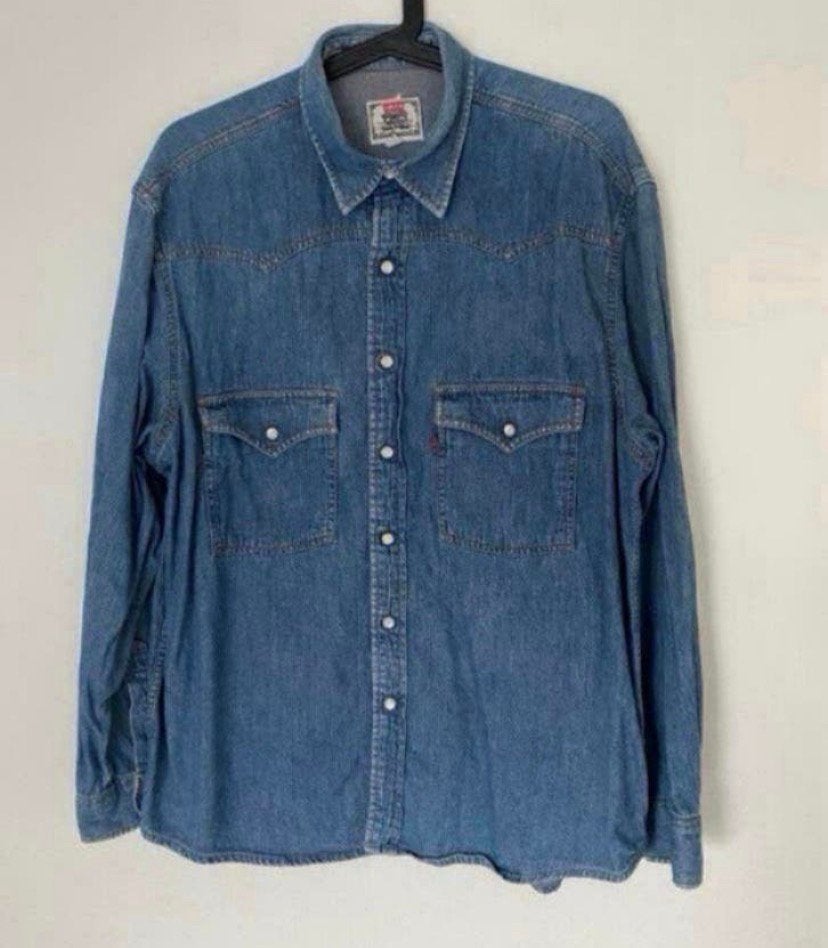 Levi’s spijkerjas, blouse. maat L, Kleding | Heren, Verzenden, Zo goed als nieuw, Blauw, Halswijdte 41/42 (L)