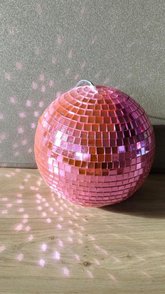 ROZE DISCOBAL*DISCO BOL, Verzenden, Zo goed als nieuw, Roze, Glas