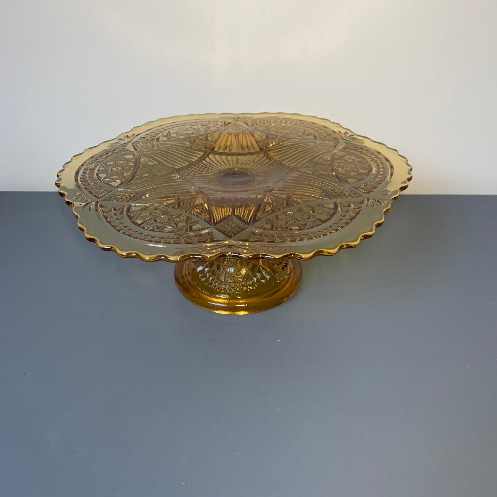 Art-Deco Taartplateau Scailmont amber diameter 33 cm, Ophalen of Verzenden
