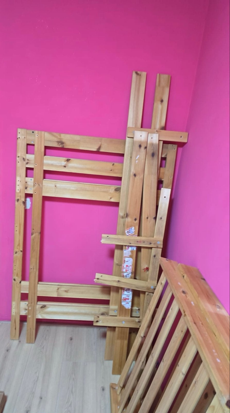 Ikea MEYDAL houten stapelbed met 2 matrassen, Ophalen, Gebruikt, 90 cm, Eenpersoons