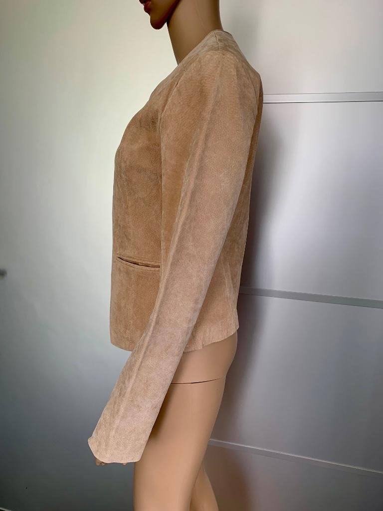 E348 Echt-leren jasje maat M=38 jas jack blazer beige, Maat 38/40 (M), Beige, Ophalen of Verzenden, Zo goed als nieuw