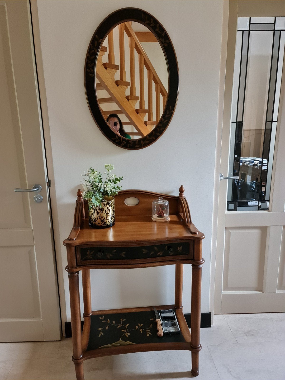 Haltafel met bijpassende spiegel, Ophalen, Zo goed als nieuw, 25 tot 50 cm, Rechthoekig