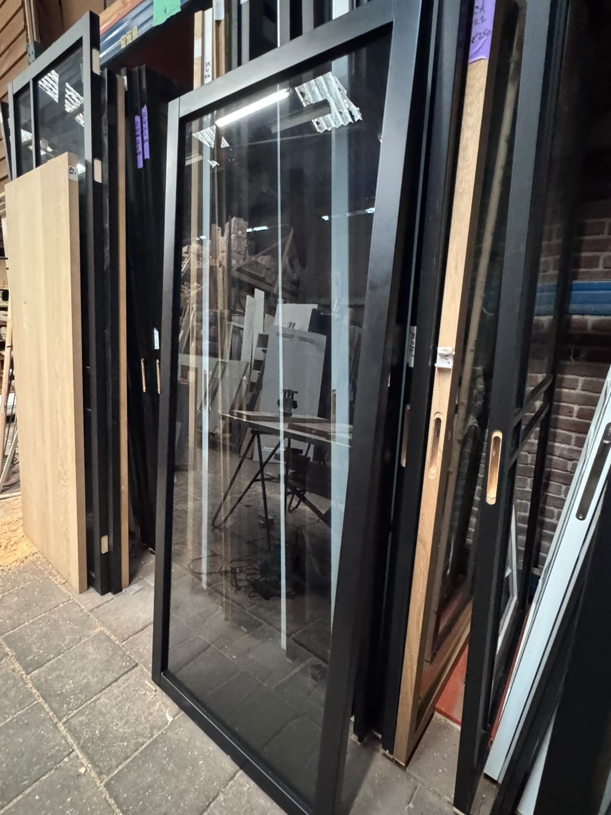 83x201,5cm binnendeur stomp zwart staallook rookglas SL19, Ophalen, ., Nieuw, .