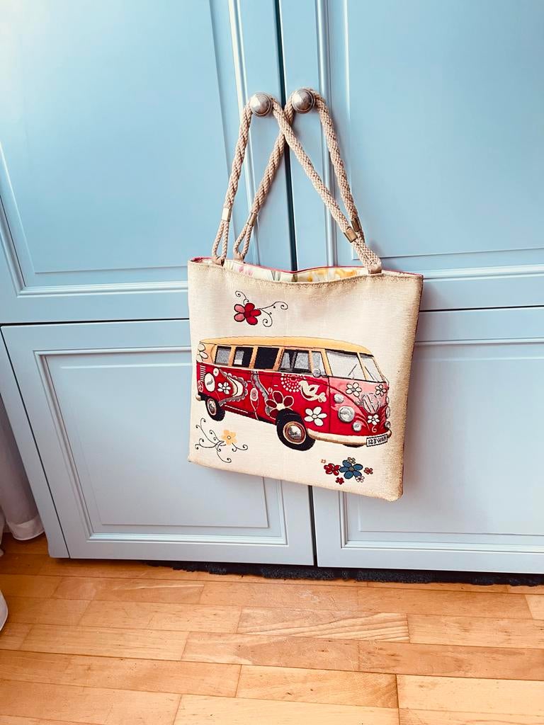 Nieuwe omkeerbare retro tas met unieke prints, Ophalen of Verzenden, Nieuw, Rood, Shopper