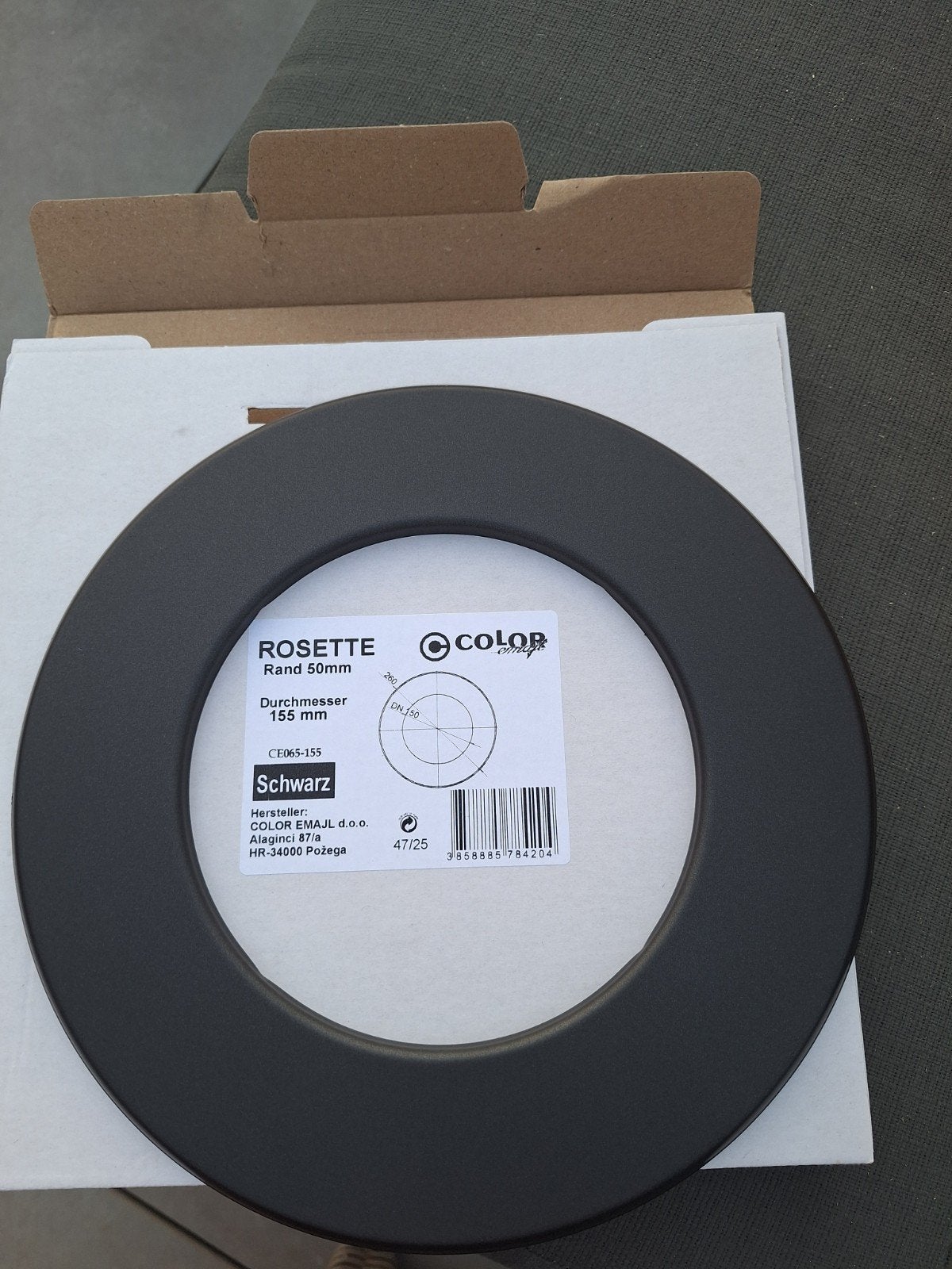 Houtkachel rozet 155mm Zwart - Nieuw in doos, Ophalen of Verzenden, Nieuw