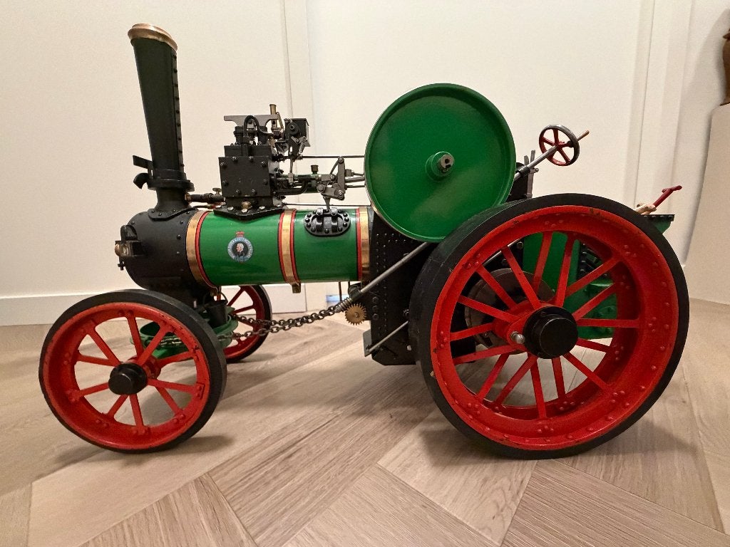 Stoomtractor 1 1/2  inch met aanhanger, Zo goed als nieuw, Ophalen, Overige merken, Groter dan 1:32