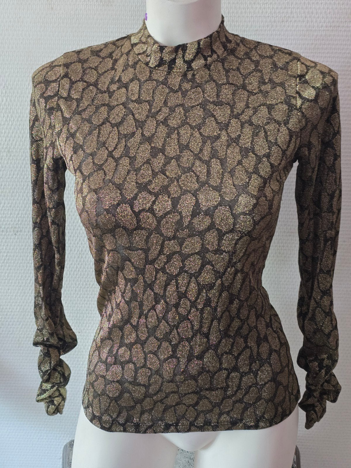 Eksept dames gouden trui met patroon maat S, Ophalen of Verzenden, Zo goed als nieuw, Maat 38/40 (M), Overige kleuren