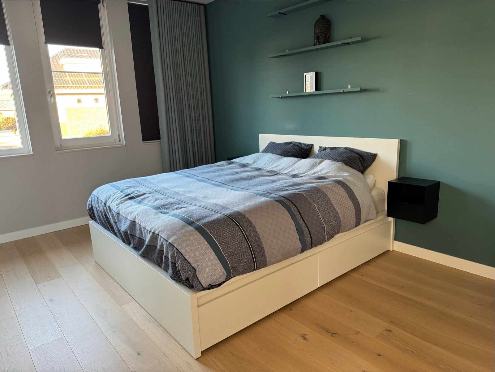IKEA Malm bed met lattenbodem, Emma matrassen en topper, Huis en Inrichting, Gebruikt, Wit, Tweepersoons, Ophalen of Verzenden