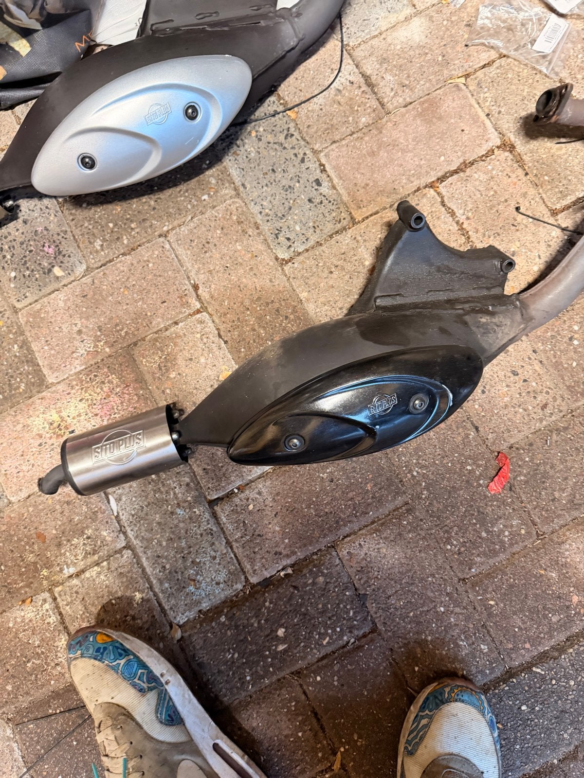 Sito Plus uitlaat Piaggio Zip met zwart gespoten schild, Verzenden, Gebruikt, Uitlaat, Piaggio