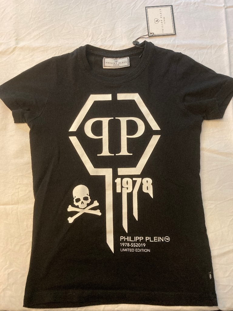 Philipp plein zwart shirt ss in maat 128 1978 skull!, Philipp Plein, Jongen of Meisje, Ophalen of Verzenden, Zo goed als nieuw
