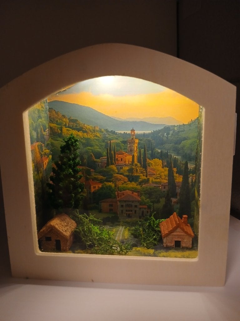 diorama miniatuur sfeerlicht kijkkast, Hout, Meerkleurig, Overige stijlen, Nieuw