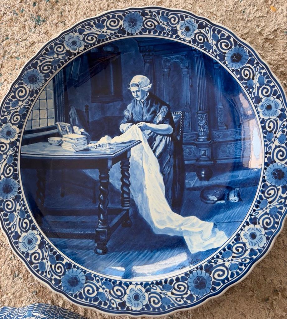 Porceleyne fles groot wandbord 41 cm delft blauw royal delft, Ophalen
