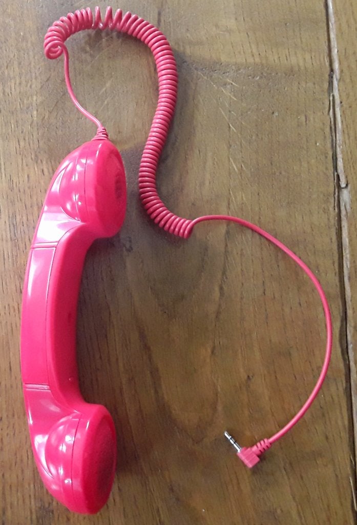 Rode retro telefoonhoorn met spiraalsnoer, Telecommunicatie, Ophalen of Verzenden, Zo goed als nieuw, Overige typen