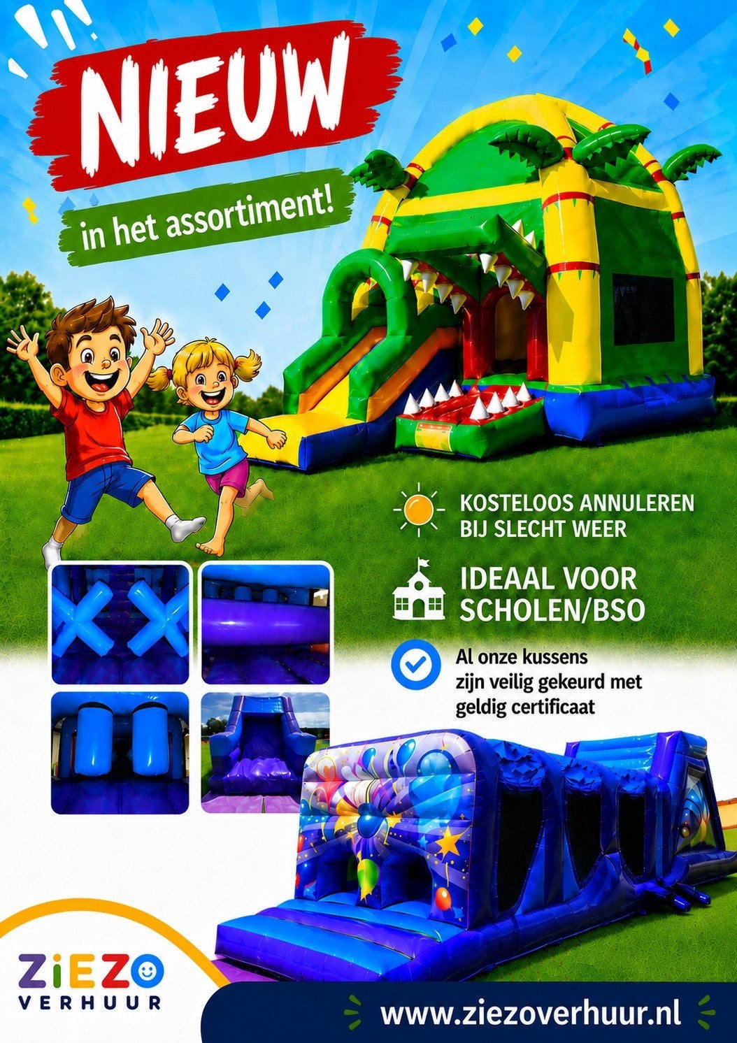 Springkussen stormbaan bruiloft kussen wit, Ophalen