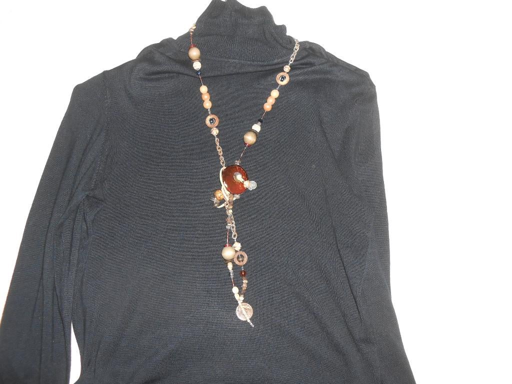 Mooie ketting van SARI (meer sieraden van SARI), Ophalen of Verzenden, Gebruikt, Bruin, Overige materialen