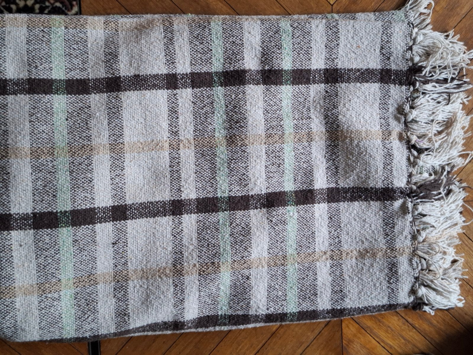 Rustieke geruite .plaid van Madam Stoltz, Huis en Inrichting, Katoen, 175 cm, 125 cm, Met franjes/kwastjes
