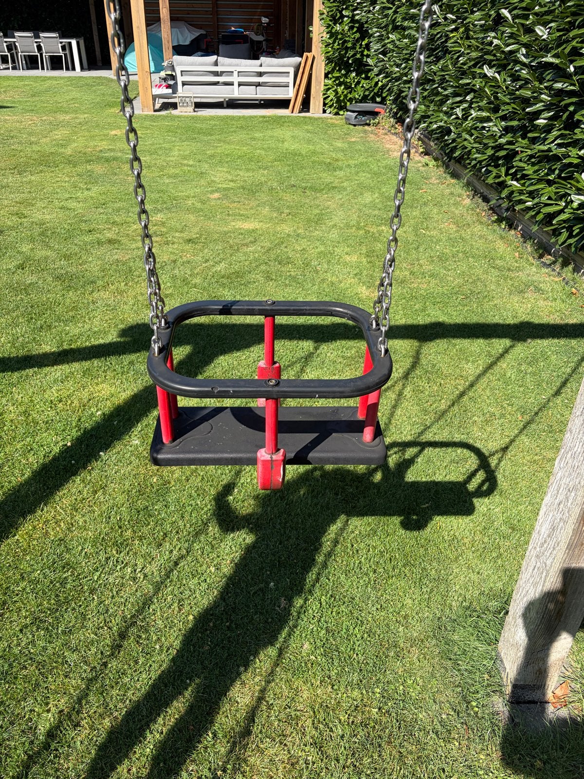 Babyschommel Rubber Premium Zwart/Rood met RVS kettingen, Kinderen en Baby's, Speelgoed | Buiten | Speeltoestellen, Ophalen of Verzenden