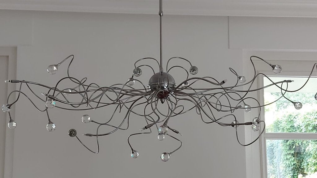 sierlijke hanglamp voor boven eettafel, chroom, Ophalen, Zo goed als nieuw, G4