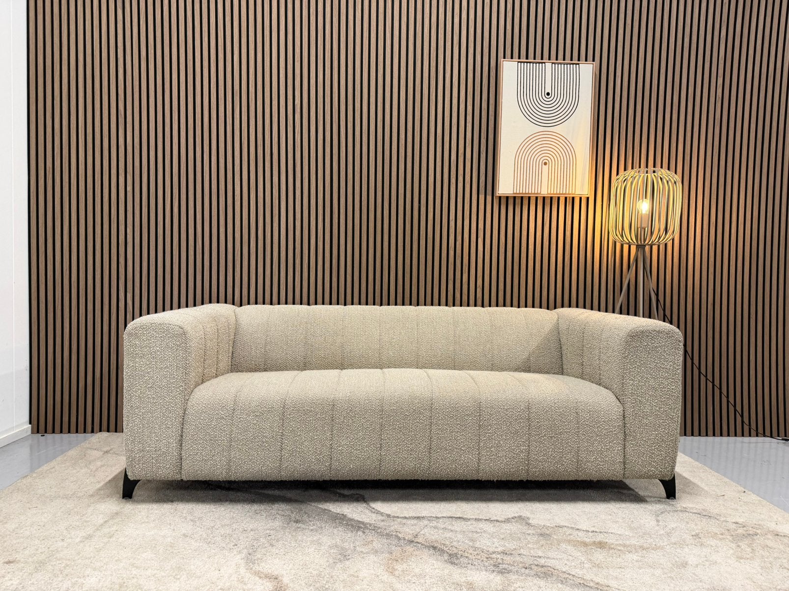2,5 Zits Bank - Boucle - Beige - Goossens - Nette Staat