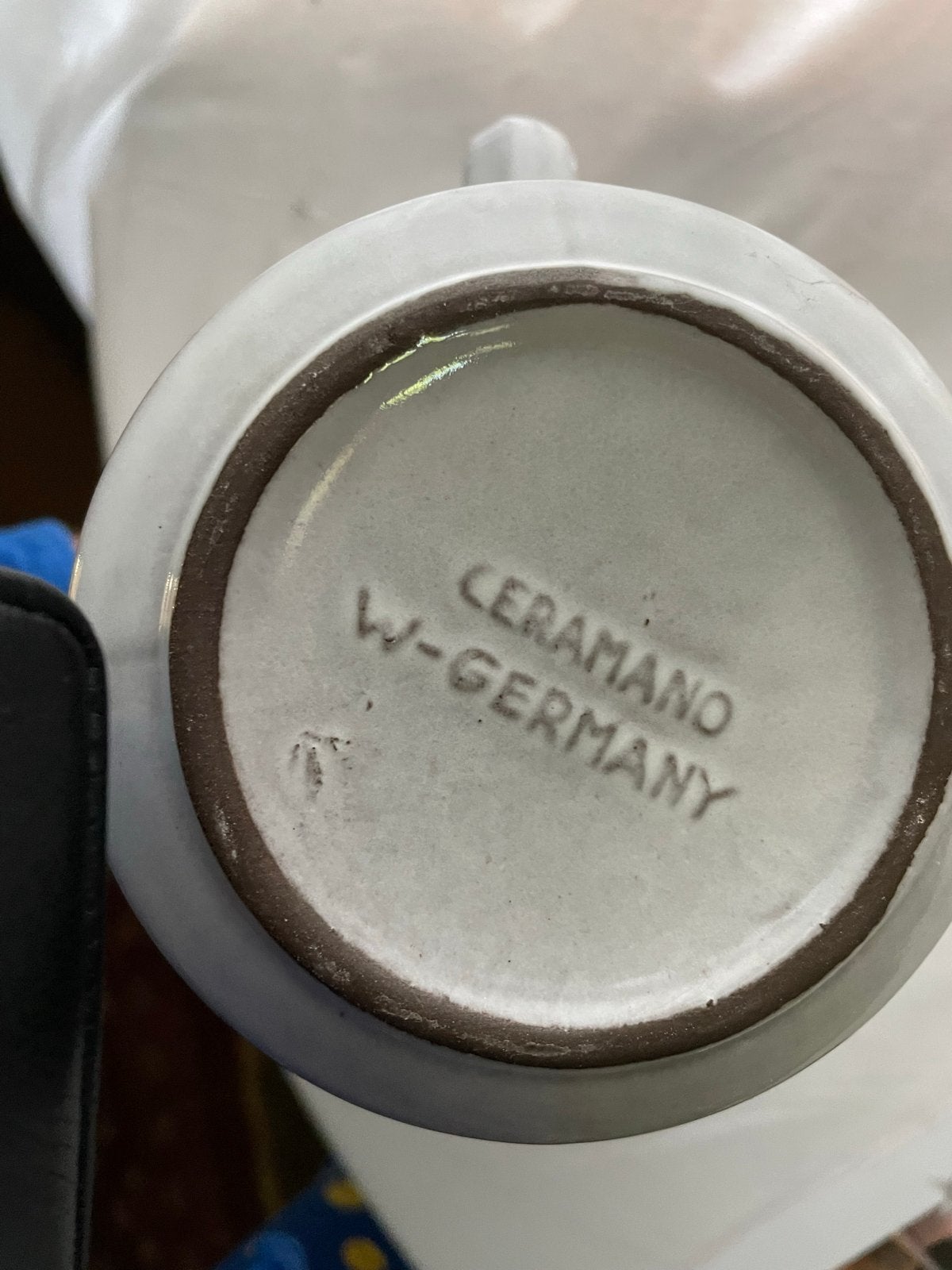 Vintage Ceramano W-Germany Koffiepot - Grijs met Patroon, Ophalen of Verzenden