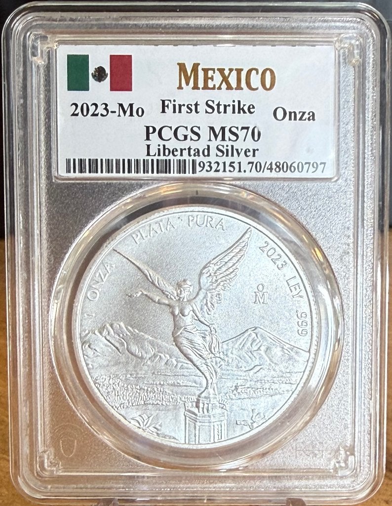 2023 Mexico Onza Libertad 1 oz silver PCGS MS70 First Strike, Postzegels en Munten, Ophalen, Zilver