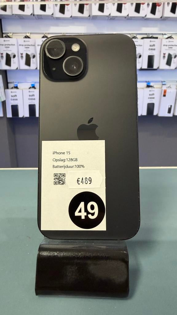 iPhone 15 128GB Black (49), Ophalen, IPhone 15, Apple, Zwart