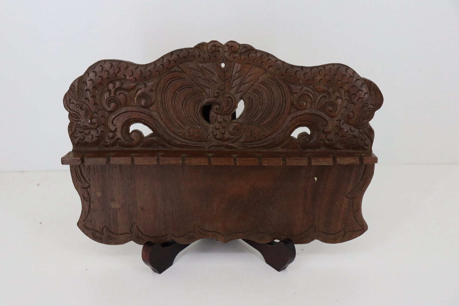 Vintage handgesneden houten lepelrek – Indonesië, Ophalen of Verzenden