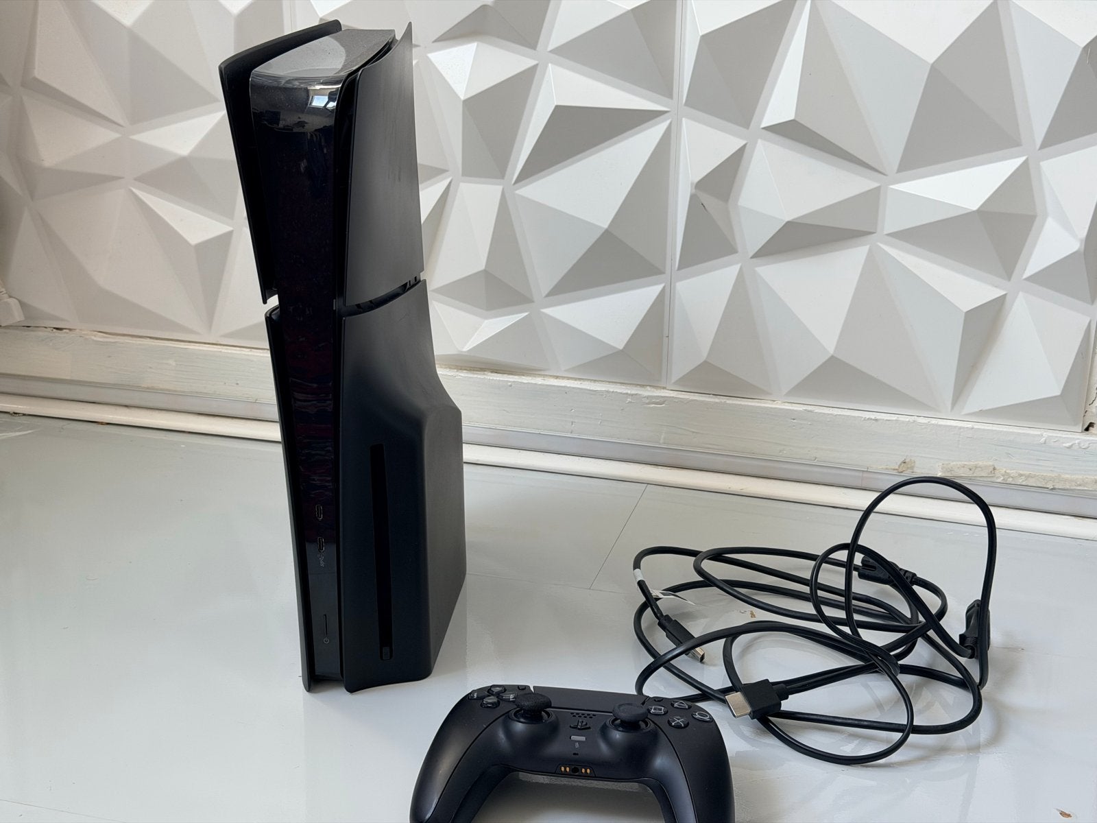 PS5 Slim Disc Editie Black + Zwarte Controller - Z.G.A.N., Ophalen of Verzenden, Zo goed als nieuw