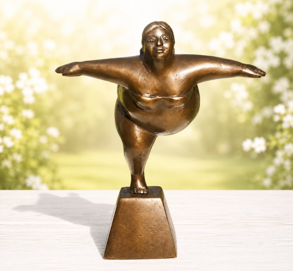 DIKKE DAME / bronzen beeld / linkerbeen naar achter, Ophalen of Verzenden, Handgemaakt, Brons, Beeld
