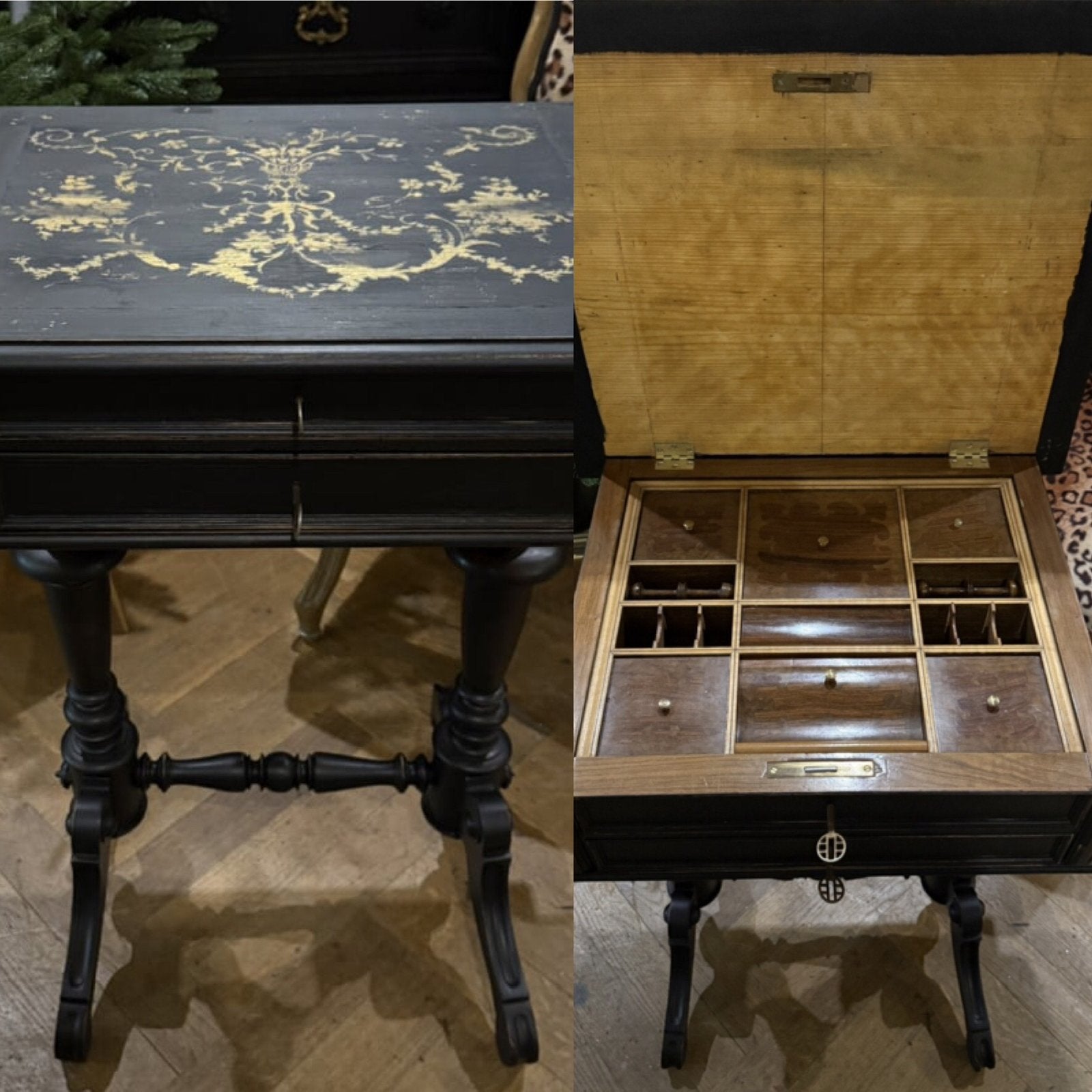 Antiek naaitafeltje, brocante juwelen- make-up tafeltje VdlM, Ophalen
