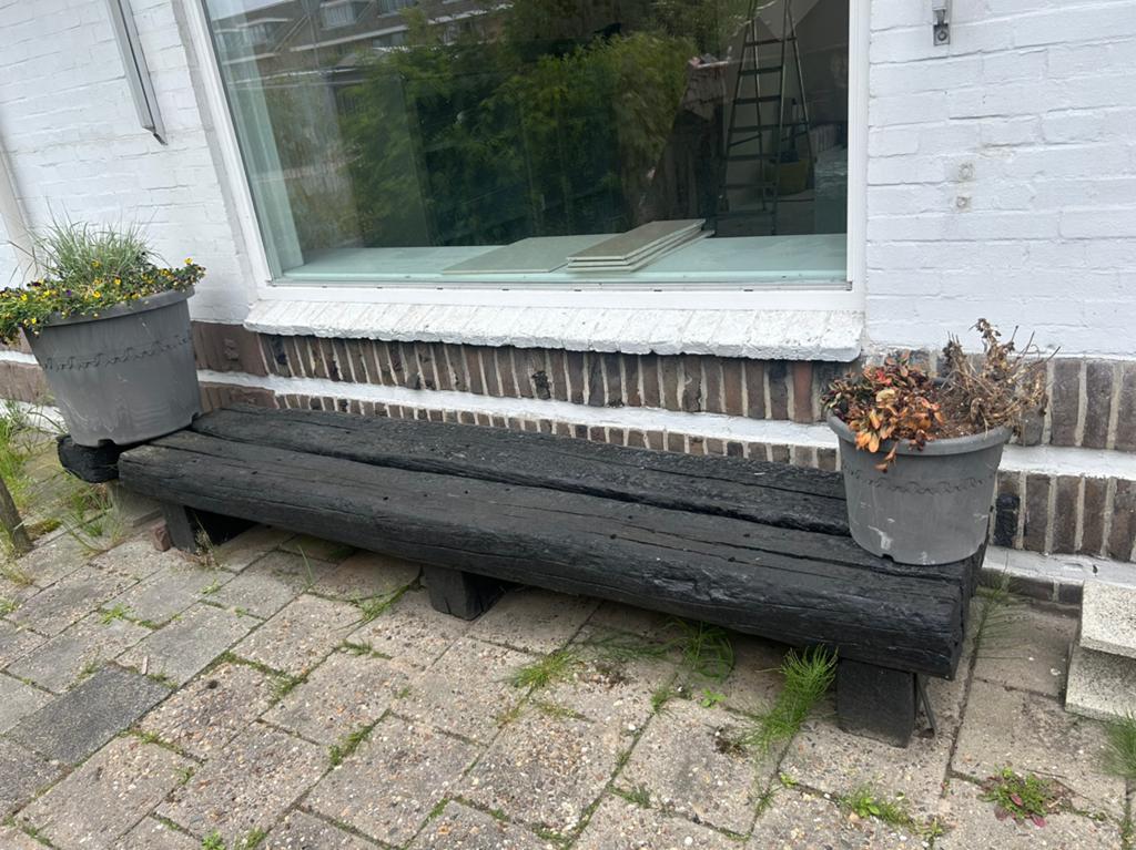 Tuinbank van blauwe tram, Tuin en Terras, Tuinbanken, Ophalen, Hout