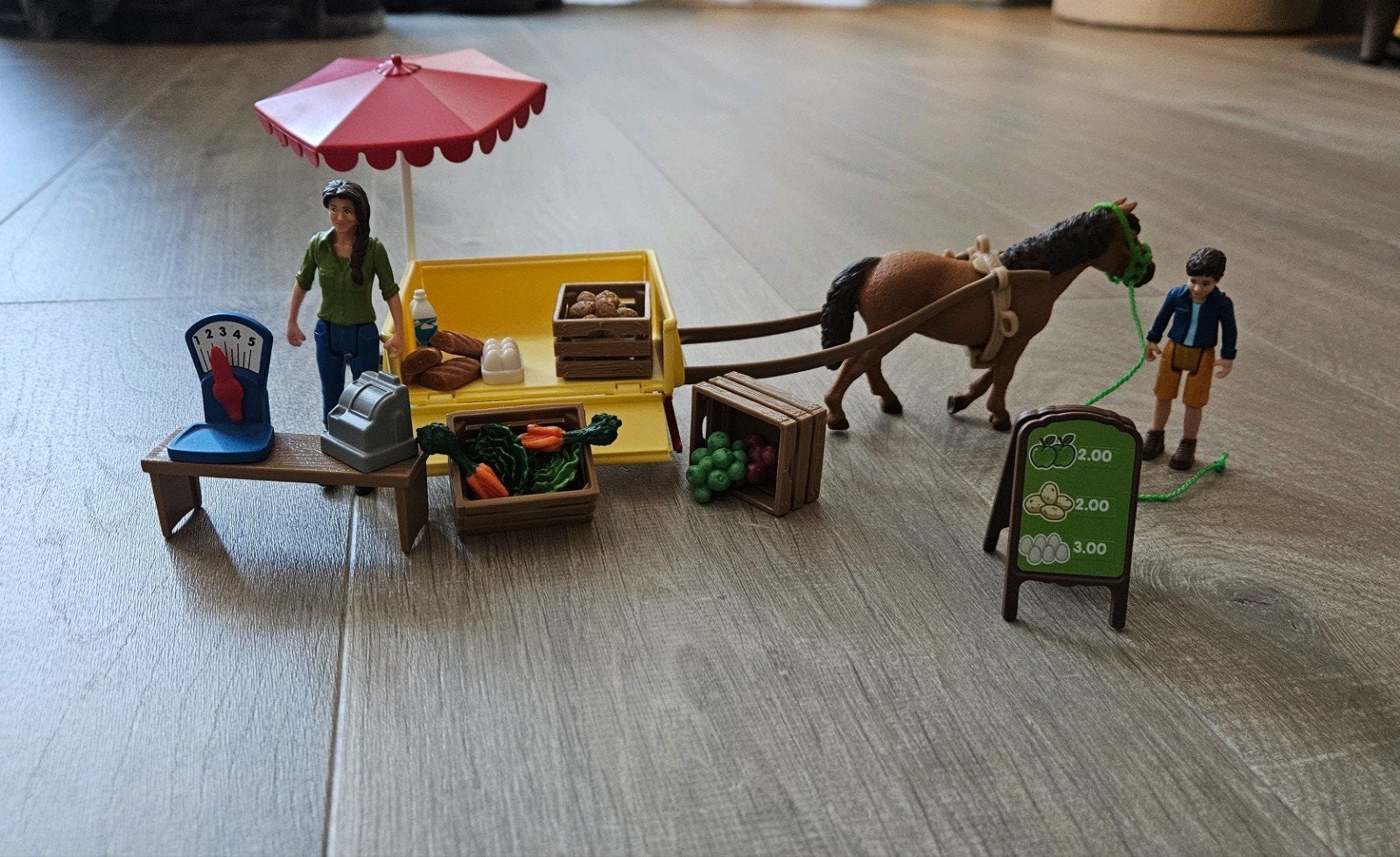 Schleich markt met pony, Verzamelen, Ophalen of Verzenden, Zo goed als nieuw