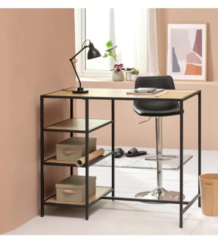 Trappedal bureau/ bartafel incl. kruk., Gebruikt, Hout, Bruin, Ophalen of Verzenden