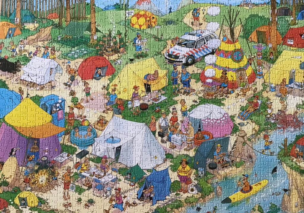 Jan van Haasteren Puzzel - Kamperen in het Bos, Ophalen of Verzenden, 500 t/m 1500 stukjes, Zo goed als nieuw