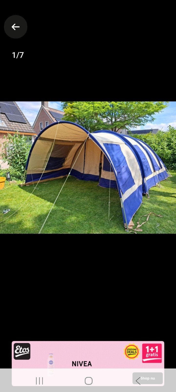 Ruime tent met inritsbaar grondzeil - prima staat, Caravans en Kamperen, Ophalen of Verzenden